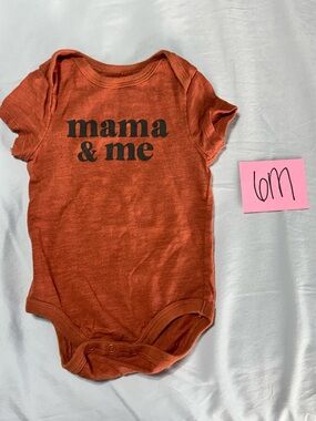 NWOT Mama & Me Rust Orange Baby Bodysuit “Mama & Me” Size 6M